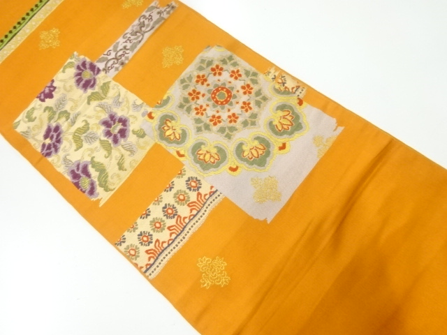 JAPANESE KIMONO / ANTIQUE FUKURO OBI / SILK / WOVEN CHINESE FLOWERS